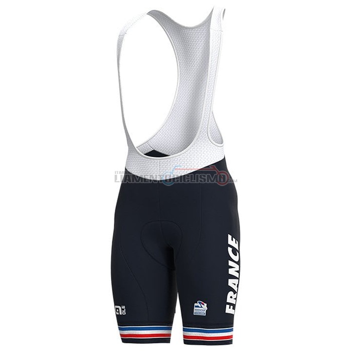 Abbigliamento Ciclismo Francia Manica Corta 2021 Spento Blu